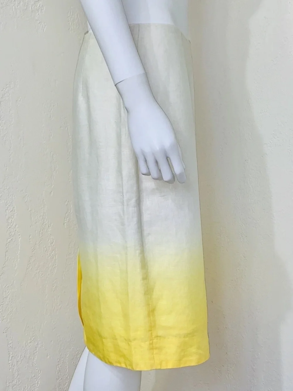 J.Crew Yellow Dipped Ombré Linen Knee Length A-line Skirt Career Size 6 Vintage